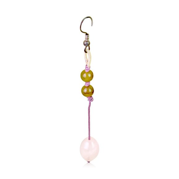 Classy Oblong Rose Quartz Gemstone Earrings - Picture 4 of 5